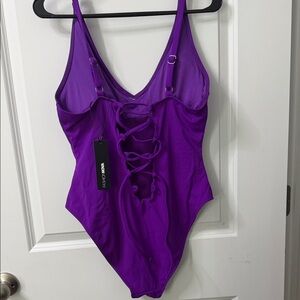 Purple Lace-Up Swimsuit fashion nova